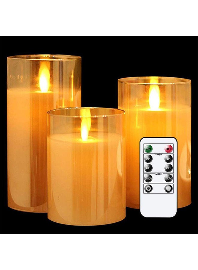 Generic 3-Piece Flameless Battery Operated Candles Yellow  - Image 2