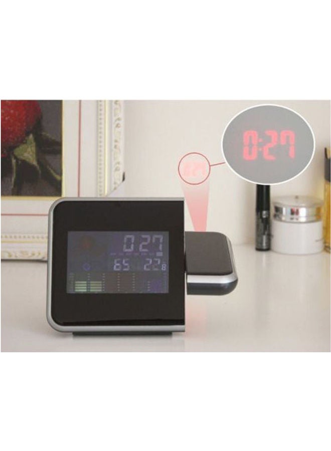 Lcd Led Projector Alarm Clock Thermometer Humidity Calendar Snooze Silver-Black 230grams  - Image 2
