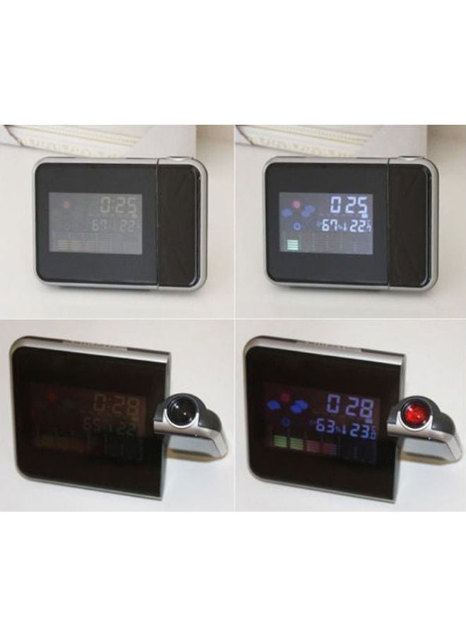 Lcd Led Projector Alarm Clock Thermometer Humidity Calendar Snooze Silver-Black 230grams  - Image 3