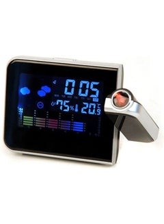 Digital Lcd Screen Led Projector Alarm Clock Weather Station Black 64grams