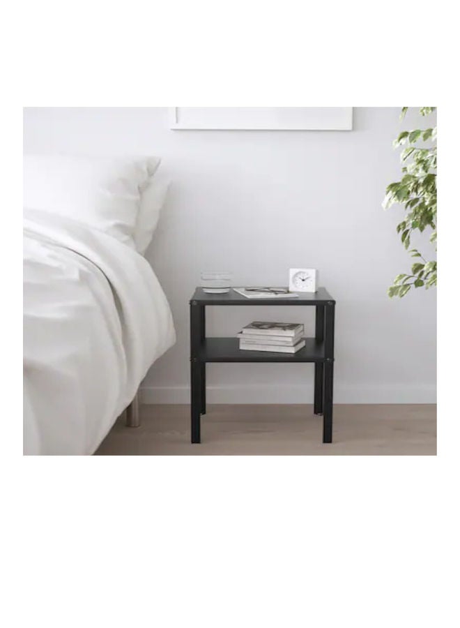 Generic Wooden Bedside Table Steel 37x28x45 cm black  - Image 2