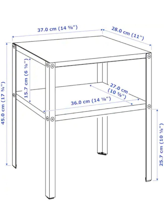 Generic Wooden Bedside Table Steel 37x28x45 cm black  - Image 4