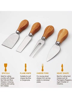 Generic Bamboo Cheese Board and Knife Set Brown/Silver 13inch  - Image 4