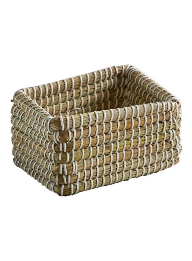 Rectangular Weave Textured Basket Beige/White 12 x 15cm 