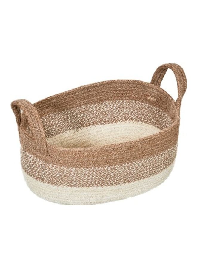 Storage Basket with Handle Beige/White 27 x 17 x 12cm 