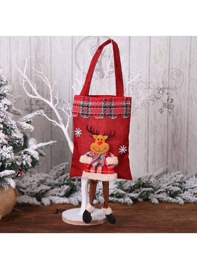 بي جي إم طقم مكون من 3 قطع من حقائب يد مصنوعة من الخيش مزينة بنقشة مربعات تصلح كهدية متعدد الألوان - Image 1