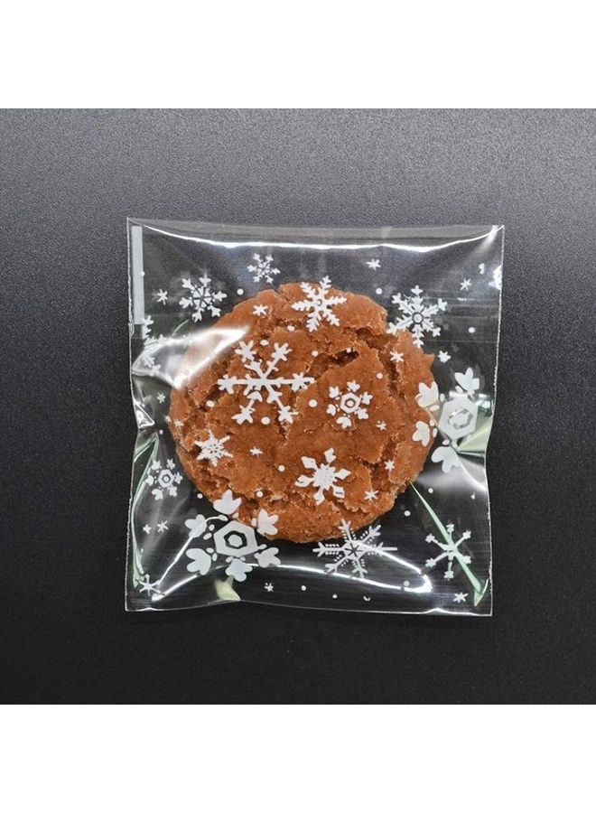 BGM 5 Packs Snowflake Candy Cookie Snack Bag Self-Adhesive Gift Bag White  - Image 1