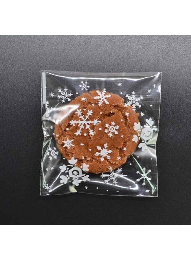 BGM 5 Packs Snowflake Candy Cookie Snack Bag Self-Adhesive Gift Bag White  - Image 2