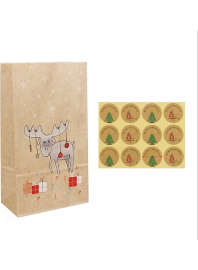 BGM 12-Piece Christmas Decorative Paper Bag with Sticker Set Multicolour  - Image 1
