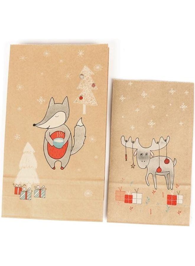 BGM 12-Piece Christmas Decorative Paper Bag with Sticker Set Multicolour  - Image 3