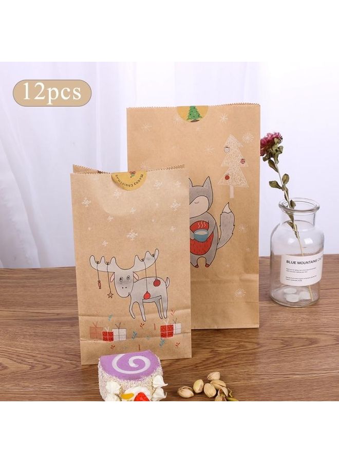 BGM 12-Piece Christmas Decorative Paper Bag with Sticker Set Multicolour  - Image 5
