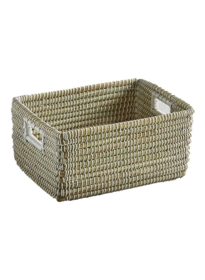 Rectangular Weave Textured Basket Beige 