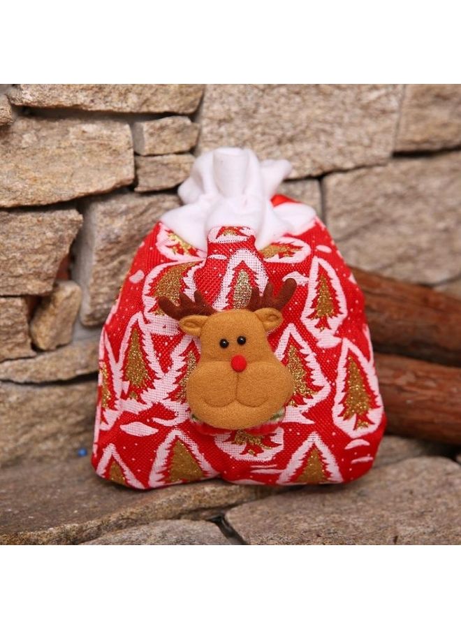 BGM 3 PCS Burlap Cartoon Apple Candy Tote Bag Red - Image 1