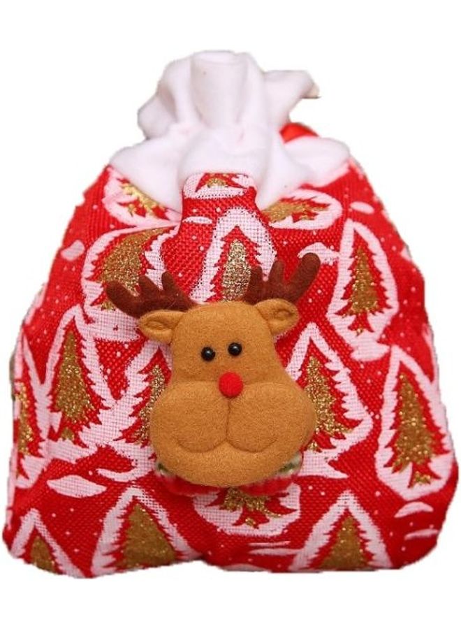 BGM 3 PCS Burlap Cartoon Apple Candy Tote Bag Red - Image 2