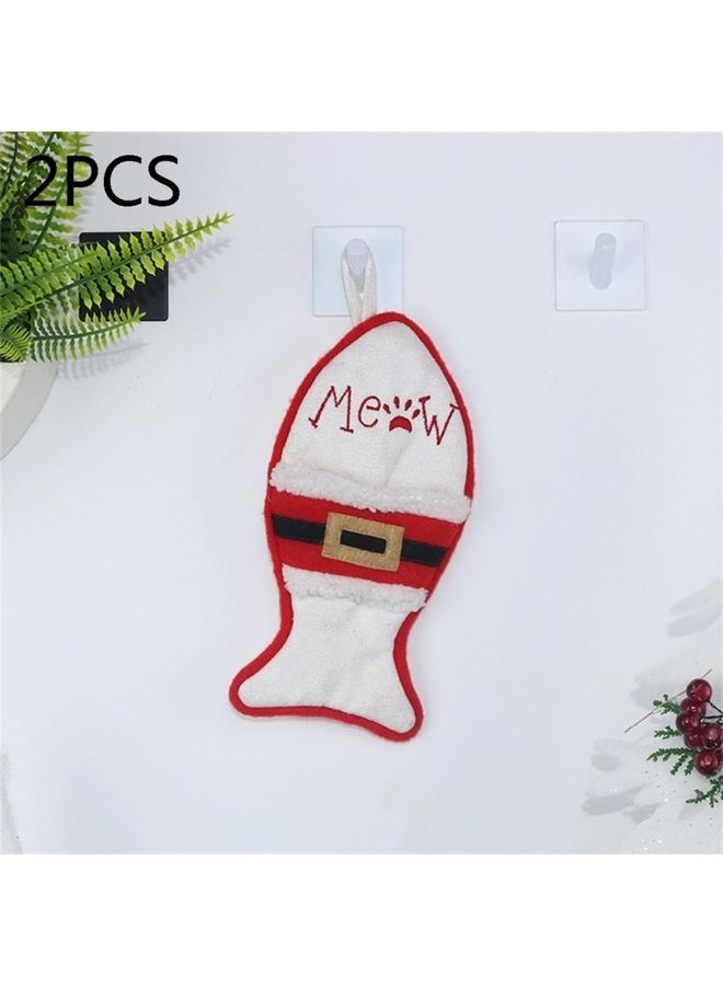2-Piece Multi-function Fish Shape Sock Knife Fork Sleeve Tree Pendant Decoration Bag Multicolour