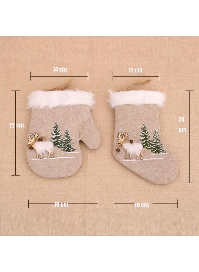BGM Burlap Socks Gloves Tree Pendant Gift Bag Multicolour - Image 3