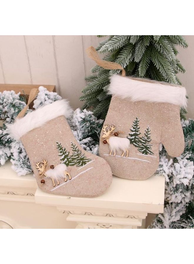BGM Burlap Socks Gloves Tree Pendant Gift Bag Multicolour - Image 5