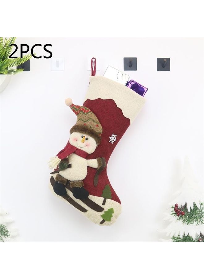 BGM Tree Pendant Decoration Snowman Pattern Sock Gift Bag Multicolour - Image 1