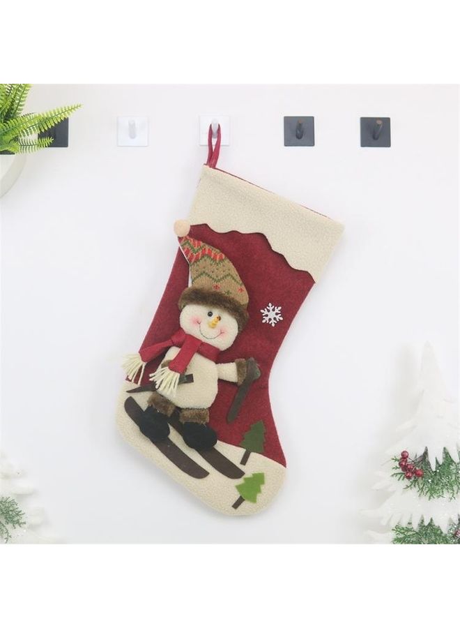 BGM Tree Pendant Decoration Snowman Pattern Sock Gift Bag Multicolour - Image 4