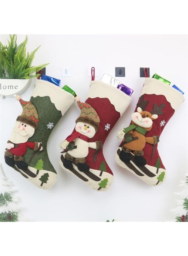 BGM Tree Pendant Decoration Snowman Pattern Sock Gift Bag Multicolour - Image 5