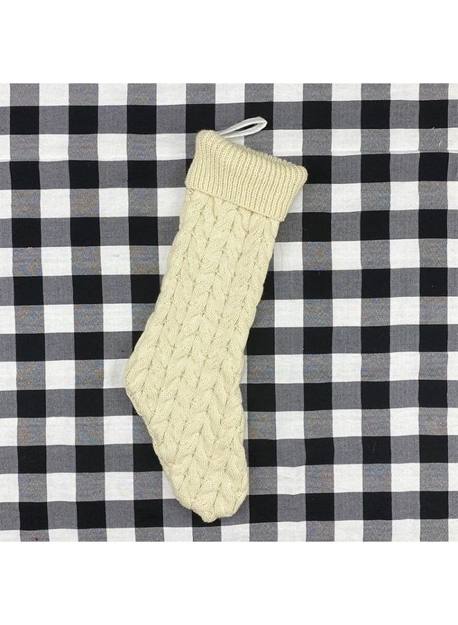 BGM Knitted Woolen Socks Pendant Ornament Gift Bag Beige - Image 2