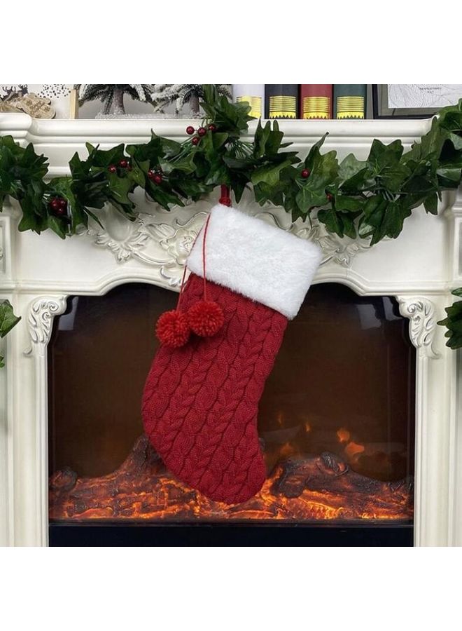 BGM Socks Shape Christmas Decorative Gift Bag Red/White - Image 1
