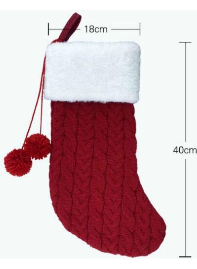 BGM Socks Shape Christmas Decorative Gift Bag Red/White - Image 3