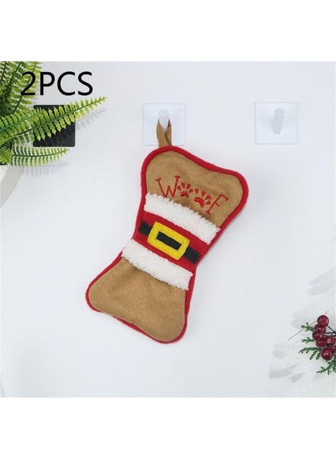 2-Piece Multifunction Bone Shape Sock Knife Fork Sleeve Tree Pendant Decoration Multicolour