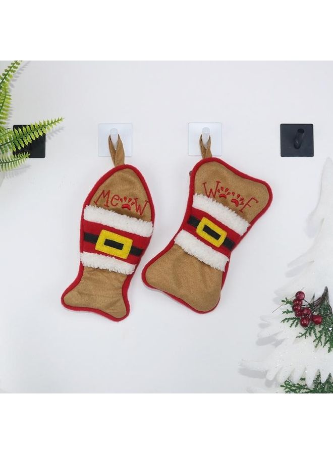 2-Piece Multifunction Bone Shape Sock Knife Fork Sleeve Tree Pendant Decoration Multicolour