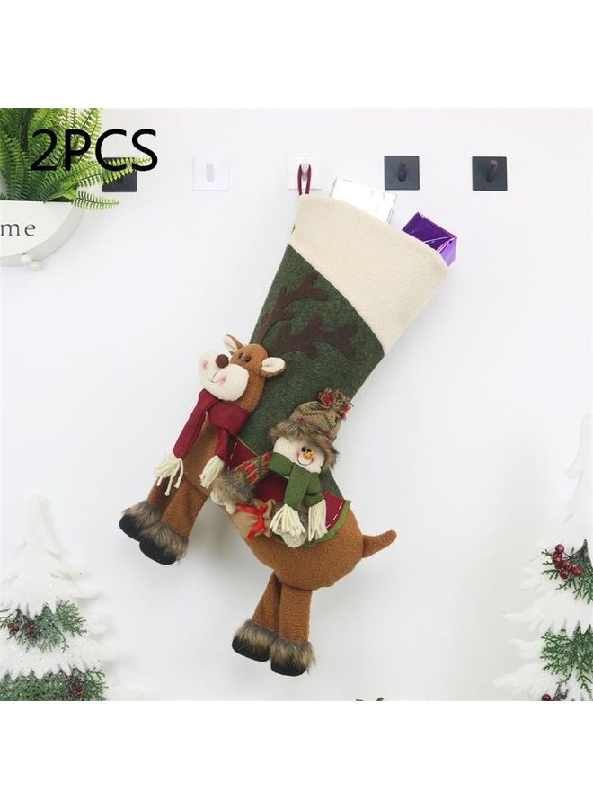 BGM Tree Pendant Decoration Snowman Pattern Christmas Sock Gift Bag Multicolour - Image 1