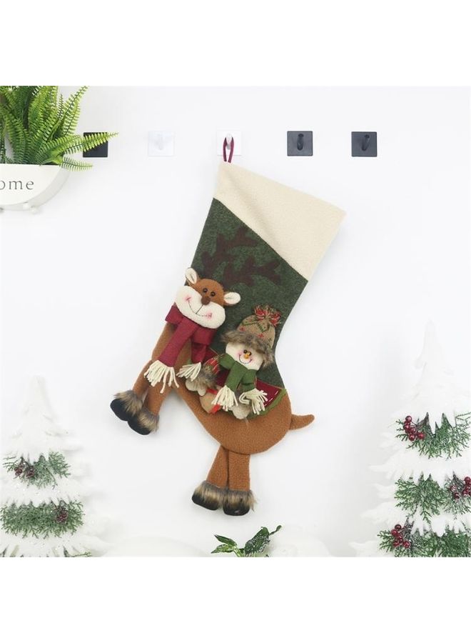 BGM Tree Pendant Decoration Snowman Pattern Christmas Sock Gift Bag Multicolour - Image 4