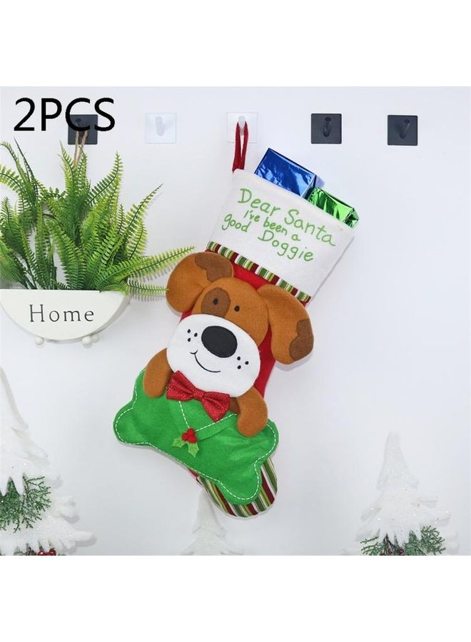BGM 2-Piece Dog Pattern Christmas Decorative Hanging Pendant Multicolour - Image 1