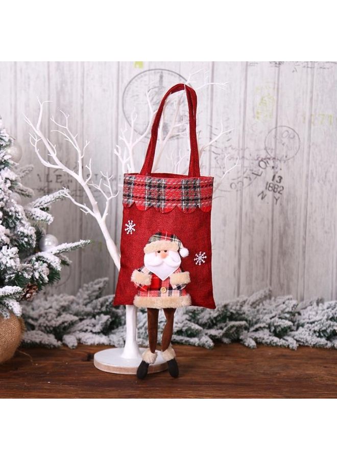 BGM Burlap Candy Plaid Tote Bag Red - Image 1