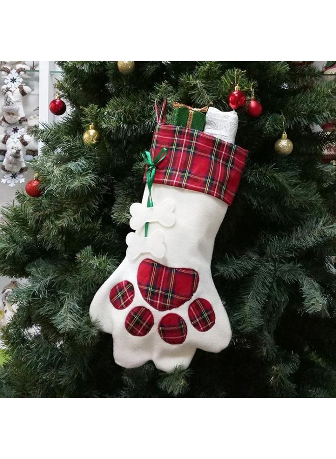 BGM Dog Paw Shape Christmas Decorative Gift Bag White/Red - Image 1