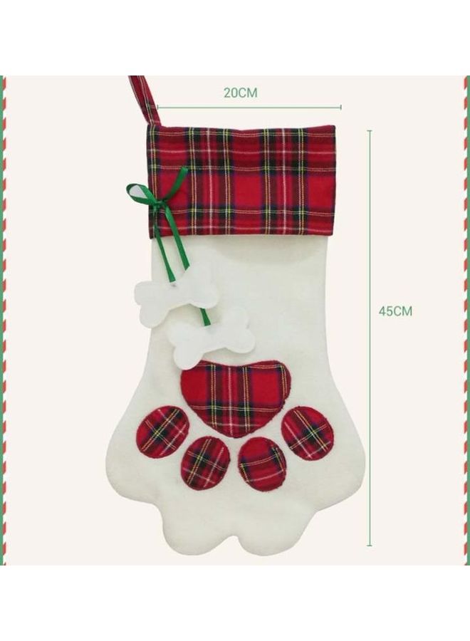 BGM Dog Paw Shape Christmas Decorative Gift Bag White/Red - Image 3