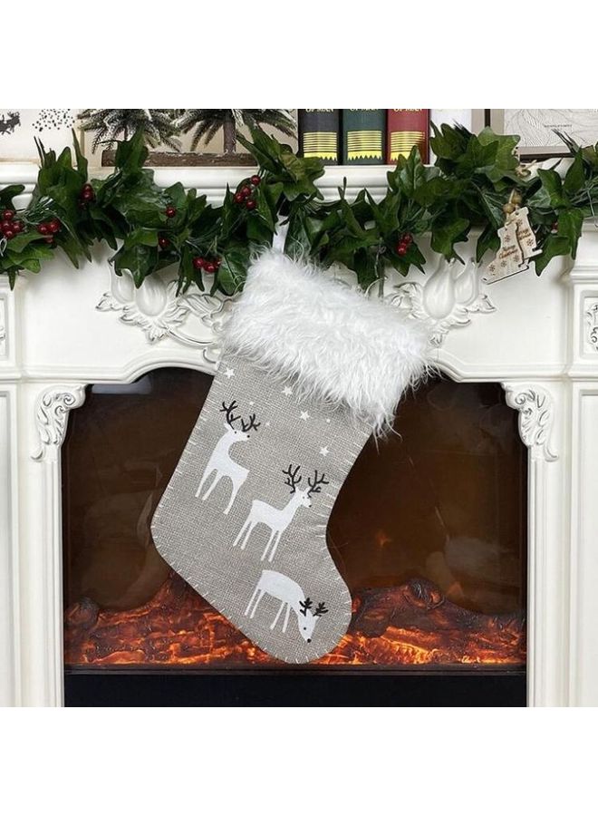 BGM Socks Shape Christmas Decorative Gift Bag Green/White - Image 1