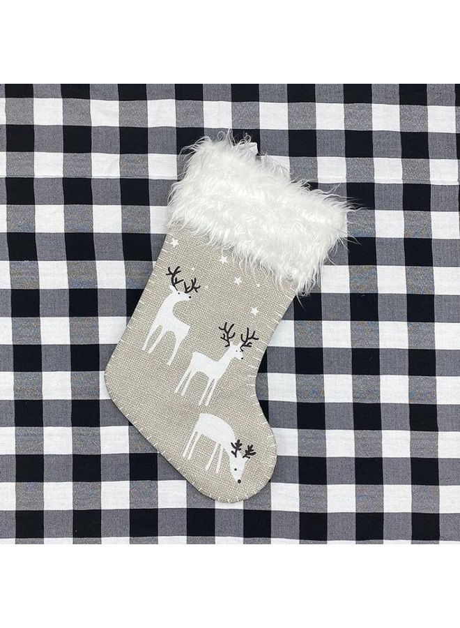 BGM Socks Shape Christmas Decorative Gift Bag Green/White - Image 2