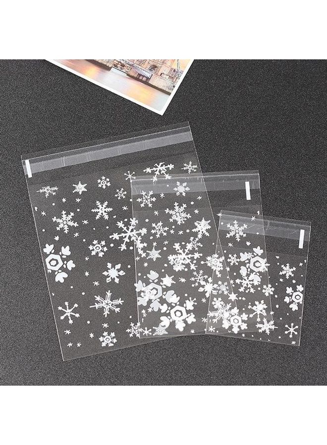 BGM 5 Packs Snowflake Candy Cookie Snack Self-Adhesive Gift Bag White  - Image 1