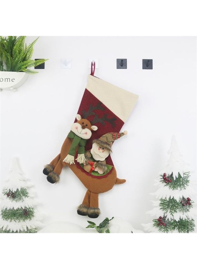 Tree Pendant Decoration Claus Pattern Sock Gift Bag Multicolour