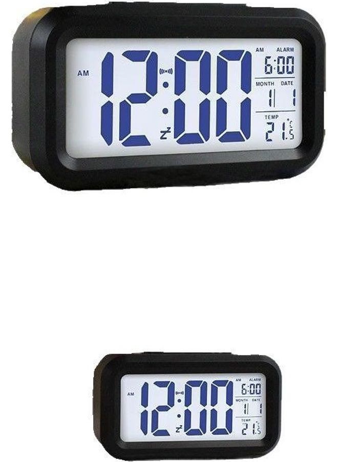 Winning Star - Digital Alarm Clock LED Light Control Backlight Time Calendar Thermometer Black 14.8cm - Image 1