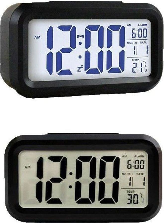 Winning Star - Digital Alarm Clock LED Light Control Backlight Time Calendar Thermometer Black 14.8cm - Image 1
