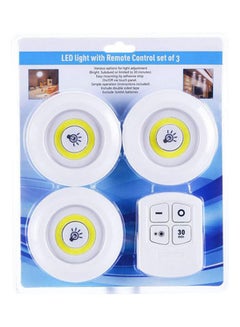 Generic Set Of 3 Wireless Adjustable Led Brightness Lights With Remote Control Off white 20.9cm  - Image 2