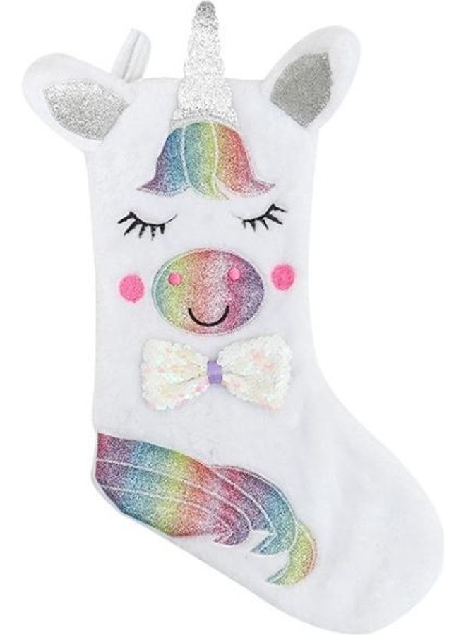 BGM Stocking Gift Bag Unicorn Pattern Gift Bag Large Candy Bag White - Image 2