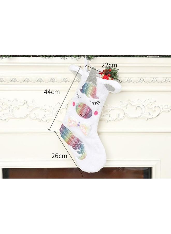 BGM Stocking Gift Bag Unicorn Pattern Gift Bag Large Candy Bag White - Image 3