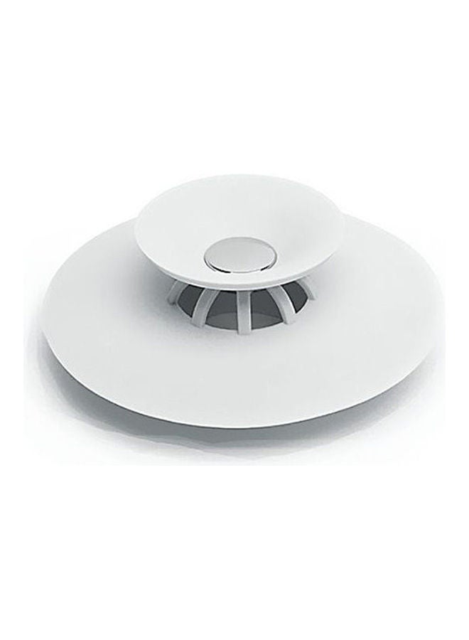 سدادة تصريف مياه بشكل دائرة مطّاطيّة من السيليكون لحوض الإستحمام من مادة PVC أبيض 9.9سم  - Image 1