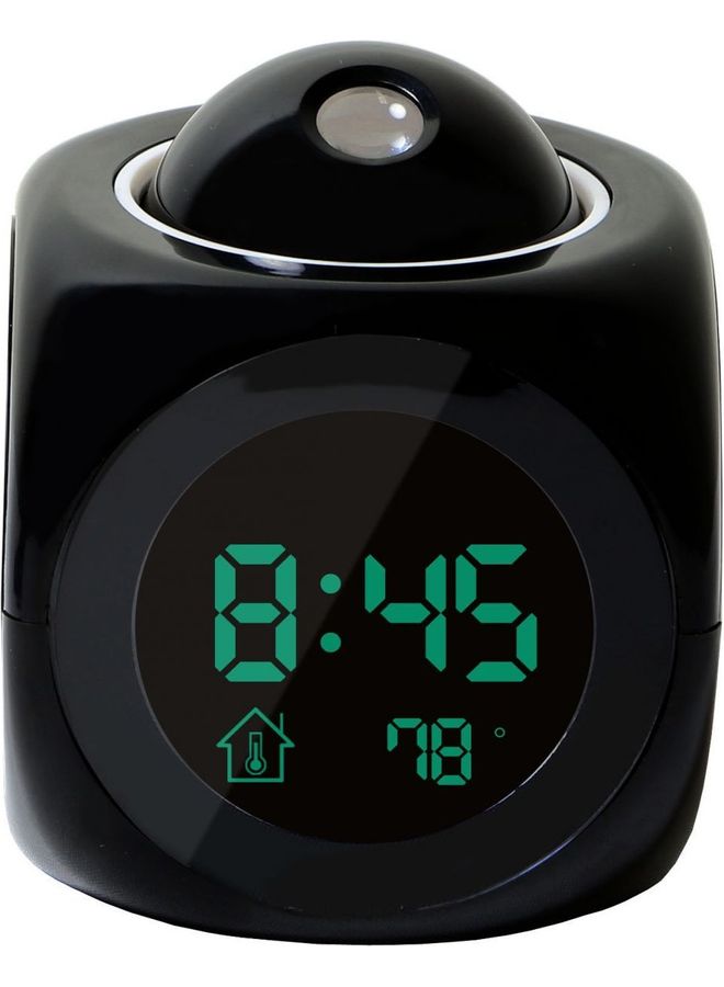 Alarm Clock Multi-Function Digital Lcd Voice Talking Led Projection Temperature Black 9.6cm