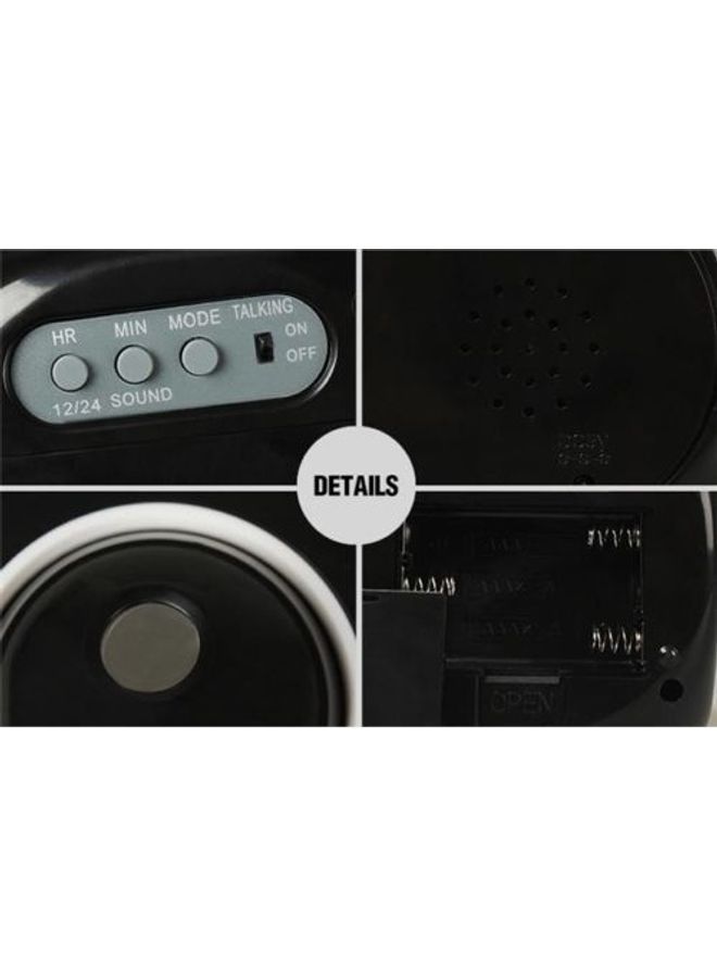 Alarm Clock Multi-Function Digital Lcd Voice Talking Led Projection Temperature Black 9.6cm