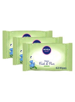 Fresh & Pure Baby Wipes Value Box 3 Packs x 63 Wipes, 189 Count