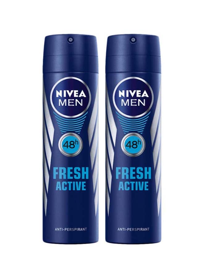 Nivea Pack Of 2 Fresh Active 48H Deodorant Spray 2x200ml - Image 1