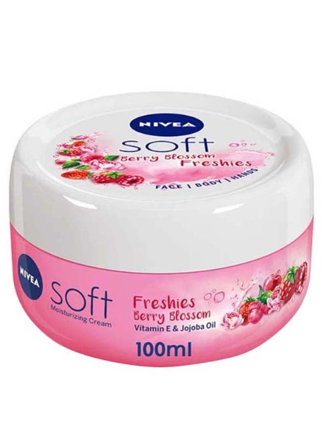 Nivea Soft Freshies Moisturizing Cream, Berry Blossom Jar Berry Blossom 100ml - Image 1